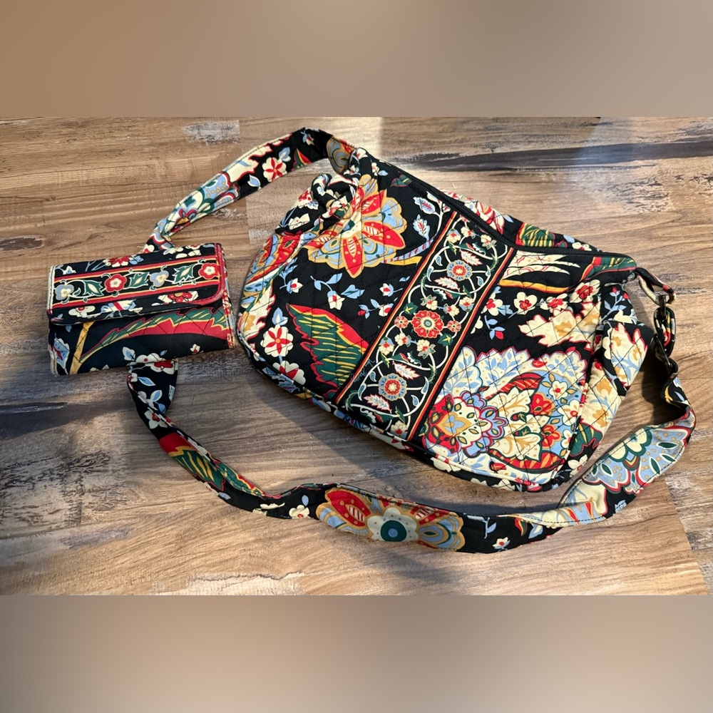 Vera Bradley Black Floral Shoulder Bag